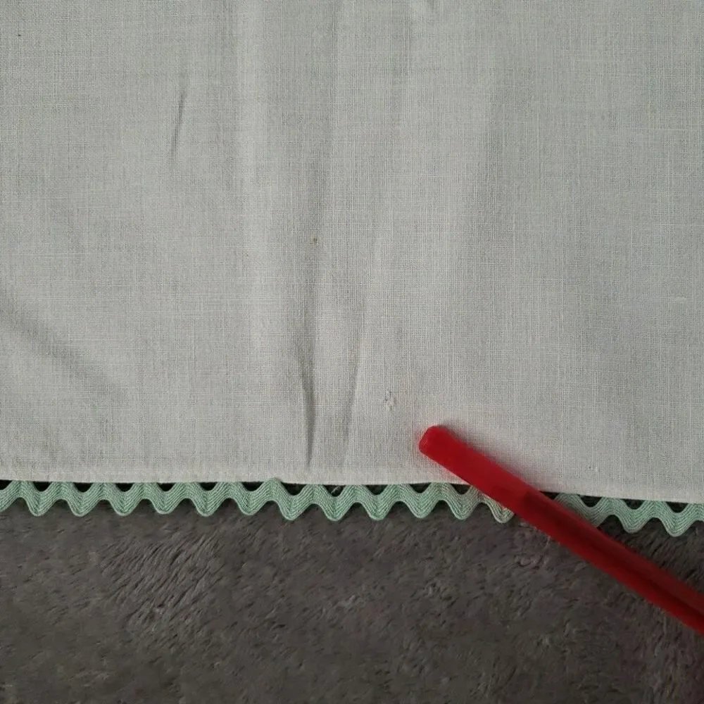 Embroidered Table Runner Swans Lilly Pad Mint Green Rick Rack 25